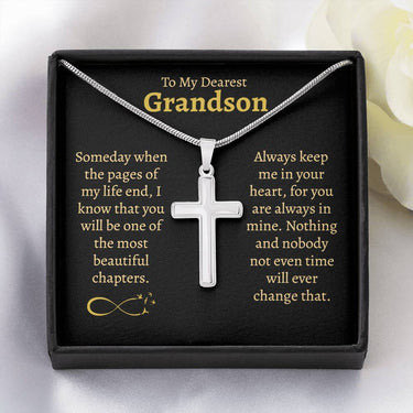 Dearest Grandson Cross Necklace - Love You This Much